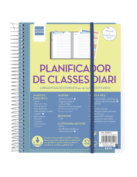 PLANIFICADOR DE CLASES FINOCAM CATALAN DEL DOCENT ESPIRAL tapa PP DP 4 155x212 CON GOMA NO DATA