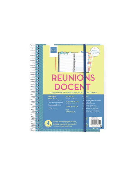 LIBRETA DE REUNIONES FINOCAM CATALAN DEL DOCENT ESPIRAL tapa PP 4 155x212 CON GOMA NO DATA