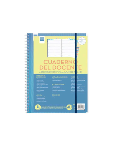 CUADERNOAGENDA FINOCAM DEL DOCENTE NO FECHADO ESPIRAL tapa PP SV 230x310 con GOMA