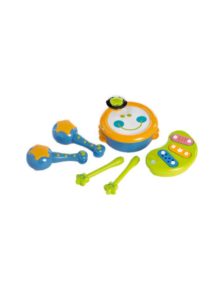 JUEGO MINILAND BABY ORCHESTRA 12-36 MESES 1 Tambor con palillo 2 Baquetas  1 Xilofono  2 Maracas