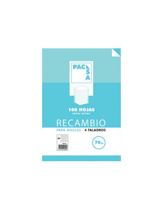 PACSA RECAMBIO 100H A4 70GR 4X4MM 4 TALADROS PAPEL EXTRA
