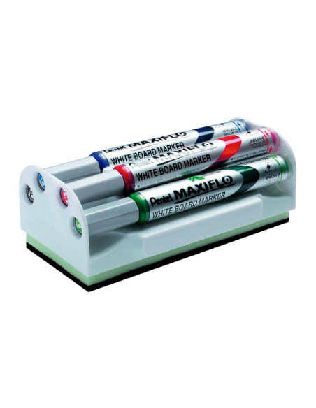 PENTEL MARCADORES PIZARRA BLANCA MAXIFLÓ CSURTIDOS SET 4 UD  BORRADOR MAGNÉTICO