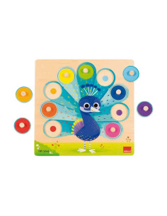 PUZLE GOULA PAVO REAL 9 PIEZAS MADERA 280 x 280 mm 2 AÑOS