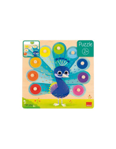 PUZLE GOULA PAVO REAL 9 PIEZAS MADERA 280 x 280 mm 2 AÑOS 2