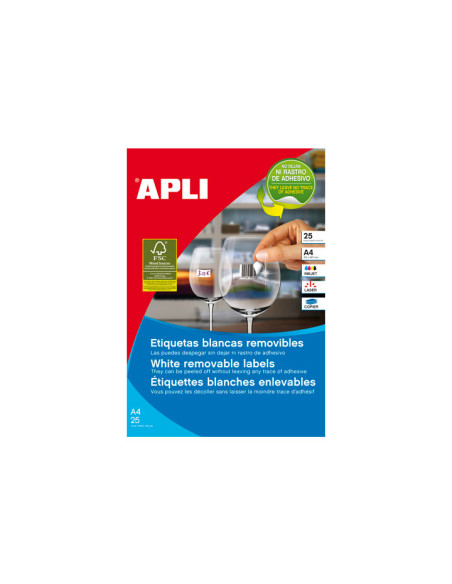 ETIQUETAS ADHIMPRAPLI A4 BLANCA CROMOS REMOVIBLE BLISTER 25h 178x10 mm 6750 uds10197