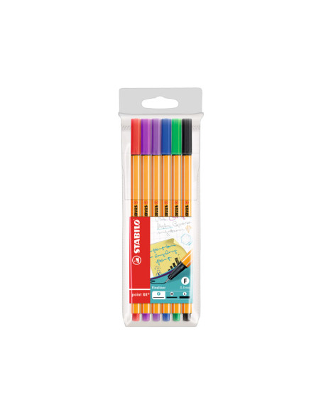 ESTUCHE 6 ROTULADORES STABILO POINT 88