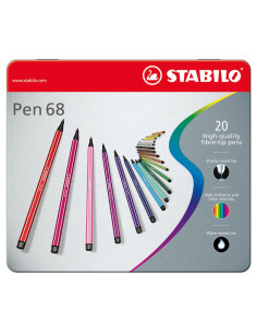 ESTUCHE METAL 20 ROTULADORES STABILO PEN 68