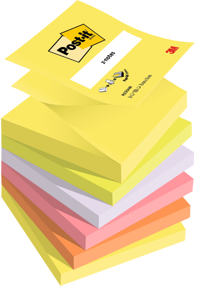PACK 6 BLOCS Z-NOTAS POST-IT 76x76mm NEÓN
