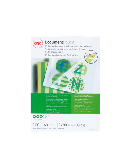FUNDA PLASTIFICAR GBC 303x426 A3  80 PAQUETE de 100