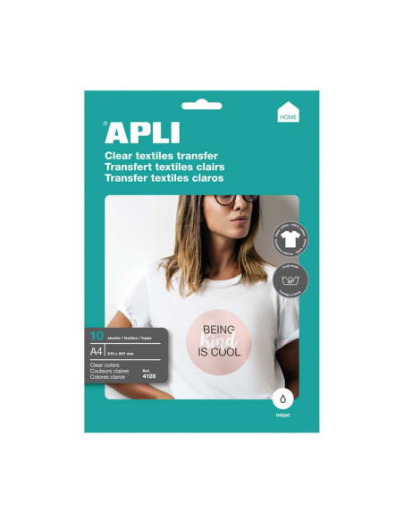 PAQUETE 10h PAPEL TRANSFER APLI TEJIDOS BLANCOS