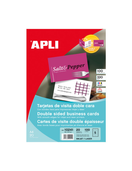 PAQUETE 100h TARJETAS DE VISITAS APLI 320gr DOBLE CARA