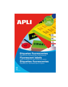 CAJA 20h ETIQUETAS APLI FLUORESCENTES 64x339mm