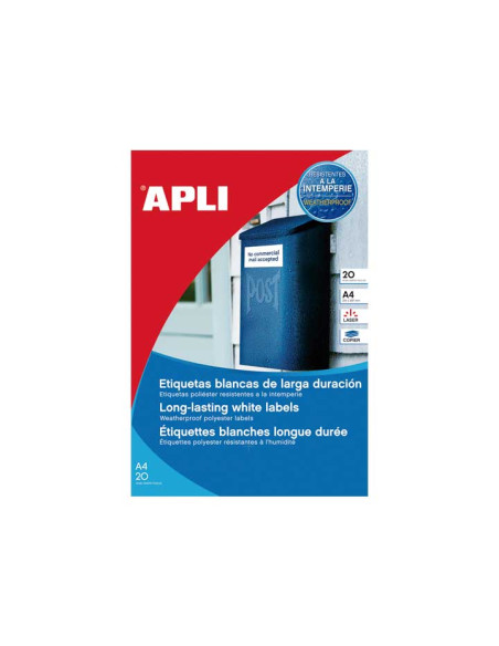 CAJA 20h ETIQUETAS APLI POLIÉSTER 475x212mm PARA EXTERIOR