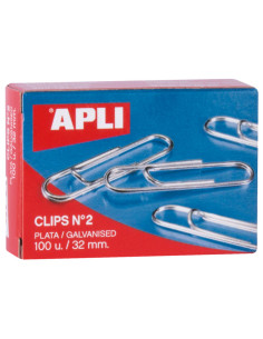 CAJA 100 CLIPS APLI N 2 GALVANIZADOS