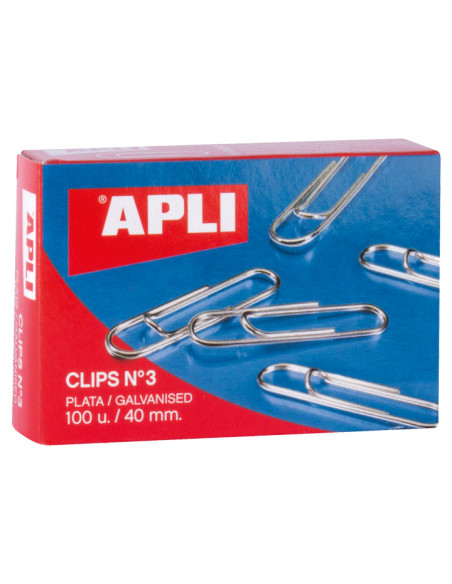 CAJA 100 CLIPS APLI N 3 GALVANIZADOS