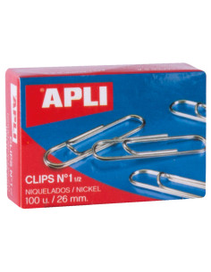 CAJA 100 CLIPS APLI N 15 NIQUELADOS