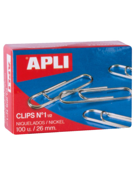 CAJA 100 CLIPS APLI N 15 NIQUELADOS