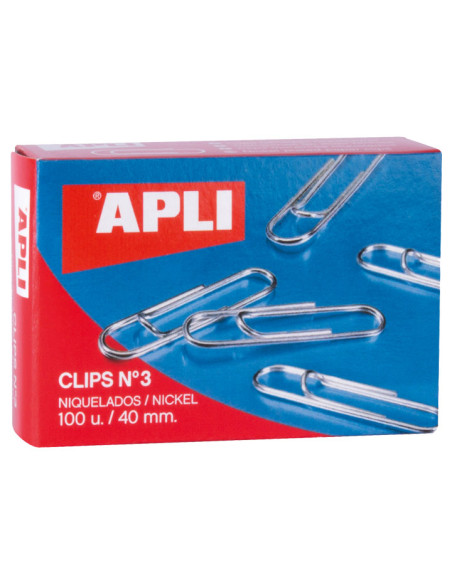 CAJA 100 CLIPS APLI N 3 NIQUELADOS