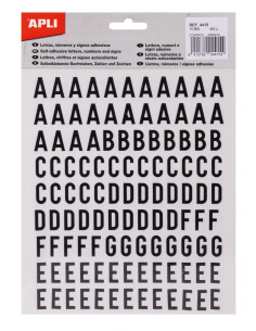 BOLSA 468 AHESIVOS APLI LETRAS Y NÚMEROS 15mm 2