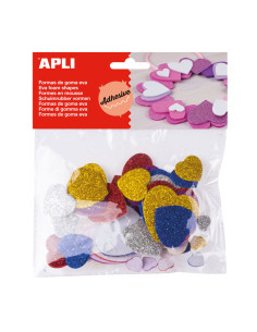 BOLSA GOMA EVA ADHESIVA APLI CORAZONES METALIZADOS