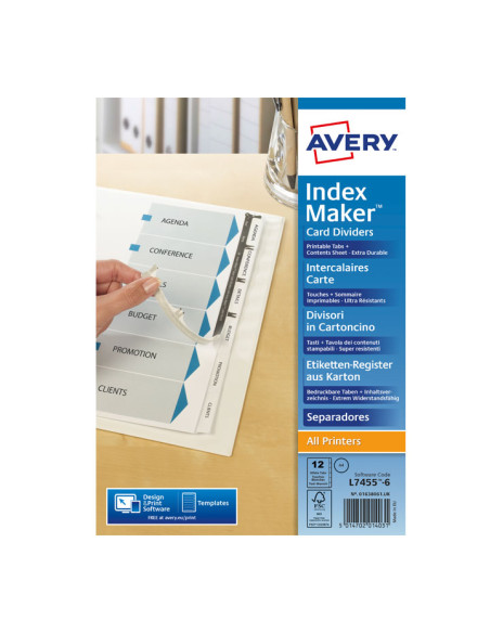 SEPARADORES PERFORADOS AVERY INDEX MAKER 12 POSICIONES