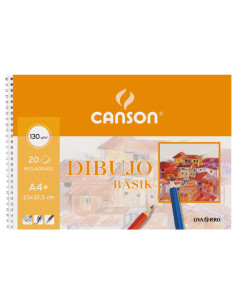 BLOC 20h CANSON DE DIBUJO BASIK 130gr A4 MICROPERFORADO CON TALADROS