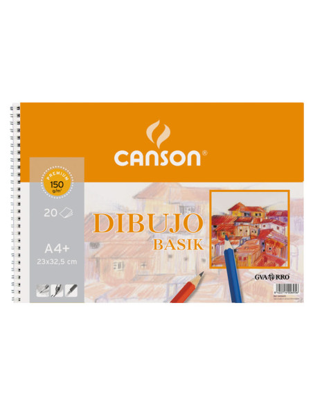 CANSON BLOC DIBUJO BASIK ESPIRAL 20H A4 150GR MICROPERFORADO PACK 10 UD BLANCO NATURAL