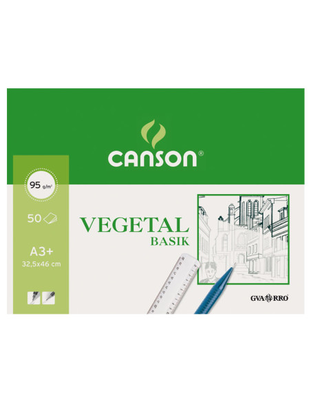 BLOC DE DIBUJO GUARRO-CANSON BASIK VEGETAL ENCOLADO A3 95g 50h