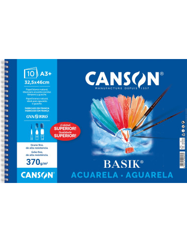 BLOC 10h CANSON PARA ACUARELA BASIK A3