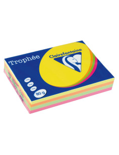 PAQUETE 500h PAPEL TROPHÉE CLAIREFONTAINE A4 FLUORESCENTE SURTIDO