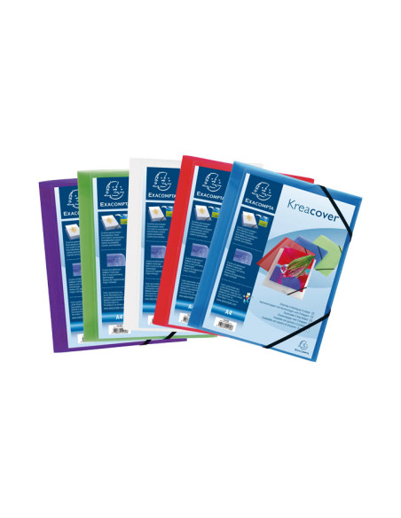 CARPETA de GOMAS y SOLAPAS EXACOMPTA KREACOVER PP TRANSLUCIDO A4 SURTIDO 5 col