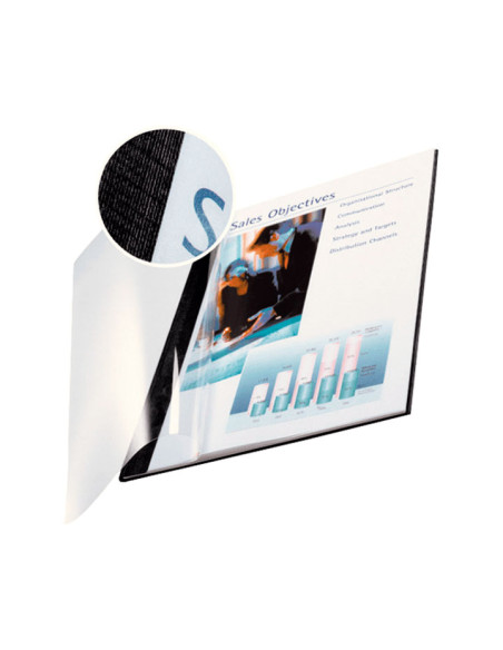 TAPA LEITZ impressBIND A4 FLEXIBLE TRANSP 14 mm C NEGRO CAJA de 10