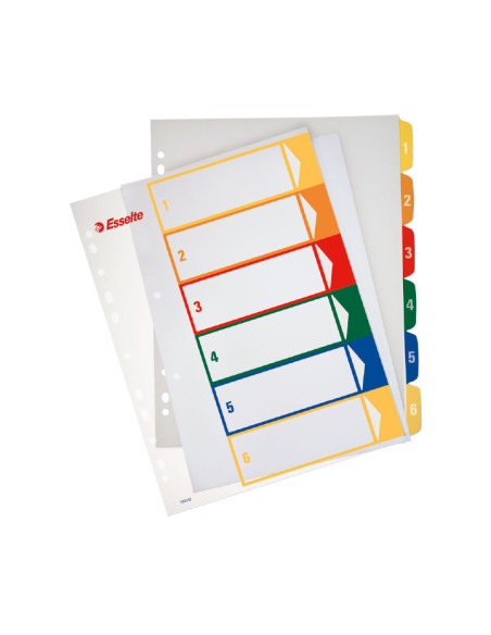 INDICE ESSELTE PP NUMERICO IMPRIMIBLE A4 pestañas 1- 6 11 taladros