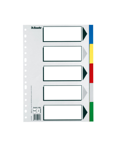 SEPARADORES ESSELTE 5 POSICIONES A4 COLORES VIVOS