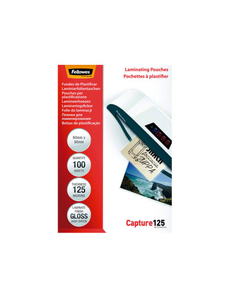 PACK 100 FUNDAS DE PLASTIFICAR FELLOWES BRILLO 60x90mm 125 MICRAS