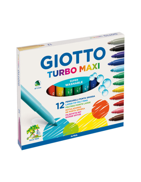 CAJA 12 ROTULADORES GIOTTO TURBO MAXI SURTIDO