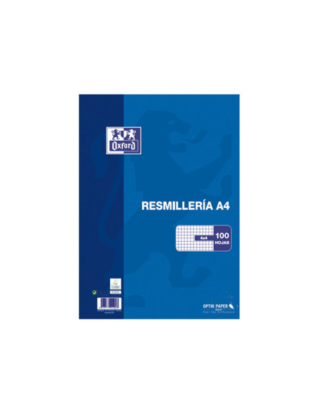 OXFORD RECAMBIO CLASSIC 100H SUELTAS A4 90GR 4X4MM AZUL