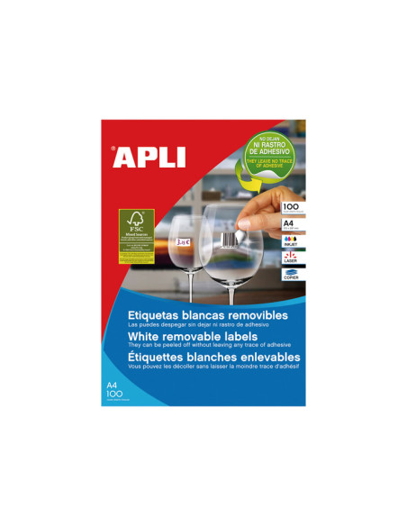 ETIQUETAS ADHIMPRAPLI A4 BLANCA CRECTOS REMOVIBLE CAJA 100h 105x148 mm 400 uds03058