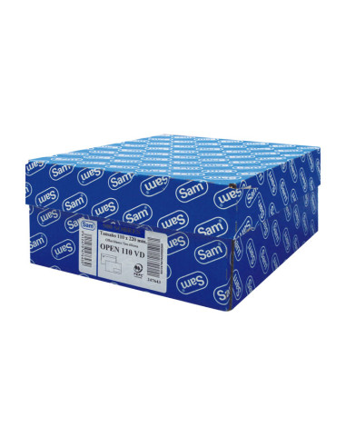 CAJA 500 SOBRES SAM OPEN 110 110x220 mm CON VENTANILLA
