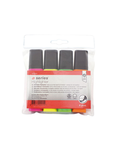 ESTUCHE 4 MARCADORES FLUORESCENTE A-SERIES