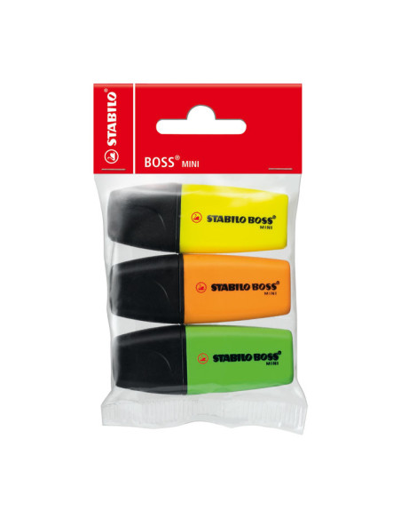 ESTUCHE 3 MARCADORES FLUORESCENTES STABILO BOSS MINI ORIGINAL