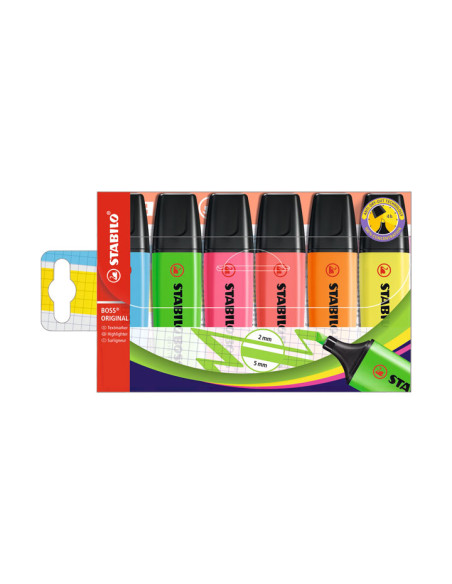 ESTUCHE 6 MARCADORES FLUORESCENTES STABILO BOSS ORIGINAL
