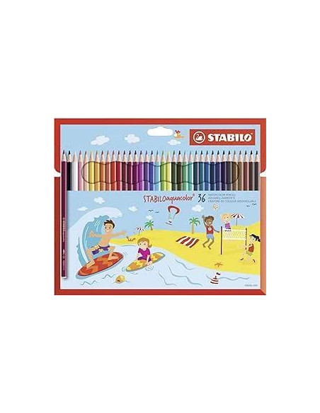 LAPICES ACUARELABLES STABILO AQUACOLOR estuche CARTON de 36