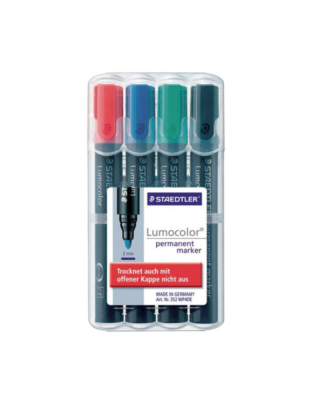 MARCADOR PERMANENTE STAEDTLER 352 LUMOCOLOR CONICO ESTUCHE de 4