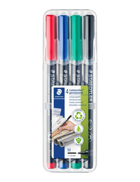ESTUCHE 4 ROTULADORES STAEDTLER LUMOCOLOR PERMANENTE 317 1mm SURTIDO 1