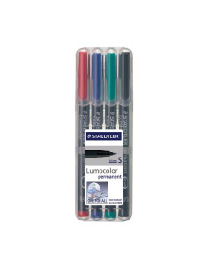 ESTUCHE 4 ROTULADORES STAEDTLER LUMOCOLOR PERMANENTE 04mm