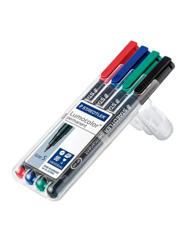 ESTUCHE 4 ROTULADORES STAEDTLER LUMOCOLOR PERMANENTE 04mm
