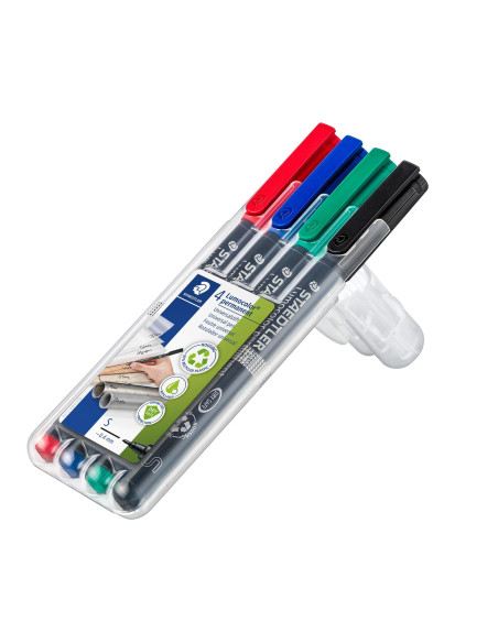 ESTUCHE 4 ROTULADORES STAEDTLER LUMOCOLOR PERMANENTE 04mm