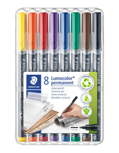 ESTUCHE 8 ROTULADORES STAEDTLER LUMOCOLOR PERMANENTE 317 1mm SURTIDO 1 2