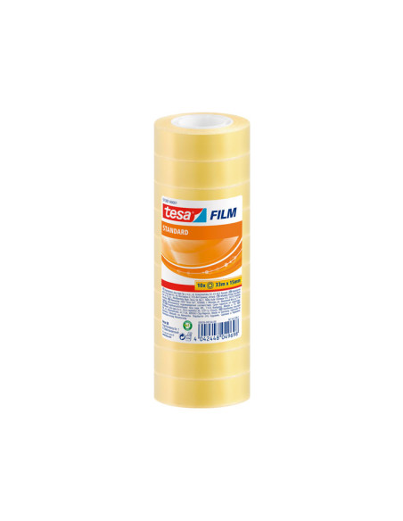 PACK 10 ROLLOS CINTA ADHESIVA TESA FILM STANDARD 15mm x 33m